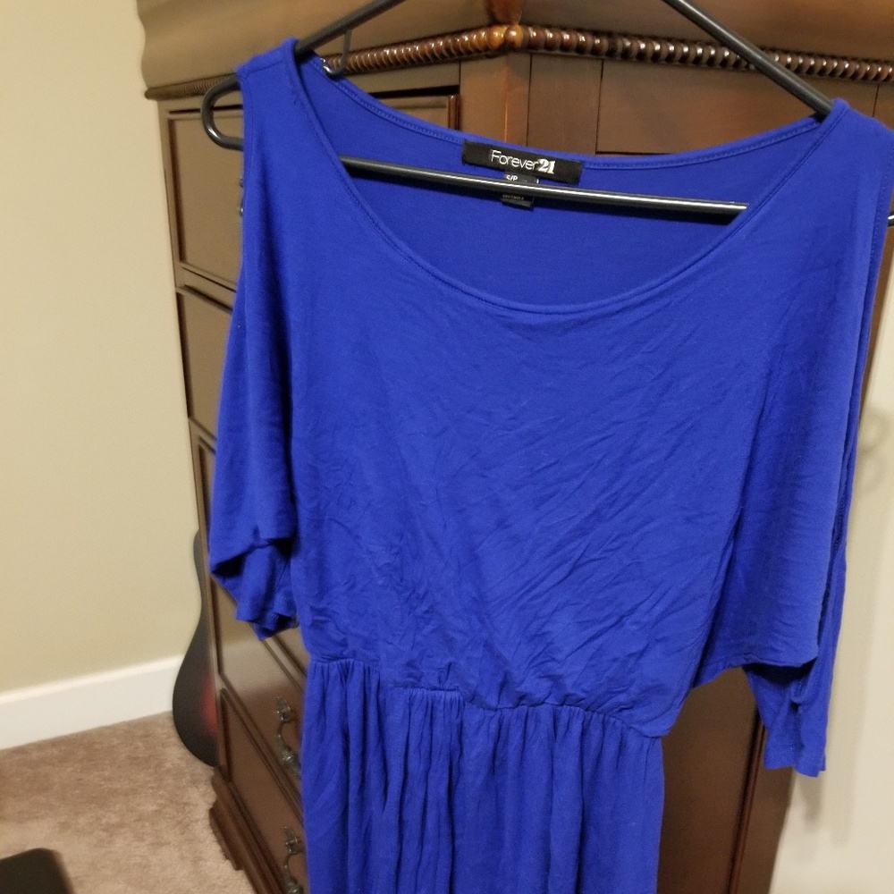 Blue Cold Shoulder Dress